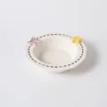 Cute ceramic pet bowl with bow and star, 14.8cm cat feeding dish for small dogs and cats - Dashed Bowl / Beige