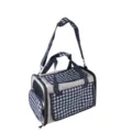 Borsa di trasporto per animali a quadri blu traspirante con tracolla per gatti e cani. - Nero inchiostro