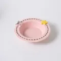 Pink ceramic pet bowl with cute bow and star design, ideal feeding bowl for cats and small dogs. - Dashed Bowl / Pink