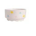 White ceramic pet bowl with colorful star pattern, cute cat food and water bowl for dogs. - Starry Sky Constant Temperature Ceramic Bowl with Press Switch & 1.4m Cable