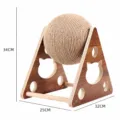 Pallina tiragraffi per gatti in legno con corda in sisal e supporto triangolare, resistente. - Palla Tiragraffi in Legno Massiccio Triangolo / Taglia L
