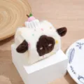 Cute cube cake plush cat toy with sweet design, soft fabric and detailed embroidery for pets. - Little Lamb