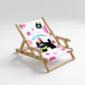 Solid wood cat lounge chair with scratching board, cozy pet sleeping bed and furniture design. - Polka Dot Black Cat / Medium (Flannel)