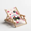 Mini wooden cat lounge chair and scratcher with cute black cat pattern, durable pet bed. - Polka Dot Black Cat / Medium (Sisal)
