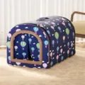 Cuccia per animali domestici blu navy con motivo mongolfiera, comodo letto a tenda per gatti - Taglia S / Palloncini Colorati