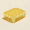 Double layer cat litter mat with high legs in cream yellow, size 40x50x15cm for easy cleaning. - High-foot Style / Milk Yellow