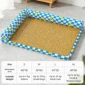 Tappetino rinfrescante estivo per cani e gatti a quadri blu con banane e bordi rialzati. - S-30*40CM / Tappetino Raffreddante Protezione Collo Banana Sale Marino (Cuscino ad L)
