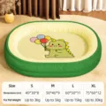 Comodo letto ovale per animali domestici con simpatica stampa di dinosauro per cani di piccola. - S (40x30cm) / Dinosauro Verde