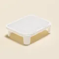 White elevated cat litter trapping mat with double-layer grid design, 50x40x15cm size. - High-foot Style / Pearl White