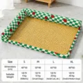 Letto per animali in rattan estivo tappetino rinfrescante a L cani gatti motivo mela. - S-30*40CM / Tappetino Raffreddante Protezione Collo Mela Selvatica (Cuscino ad L)