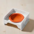 Set ciotola per animali in ceramica con supporto bianco, anti-perdita, 300ml. - Tavolo Quadrato + Ciotola in Ceramica / Bianco smaltato