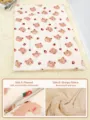 Coperta spessa in peluche per animali con motivo orsetto e fragola, flanella morbida e pile. - Taglia S (50x35cm) / Orsetto alla Fragola (Spessore a Tre Strati)