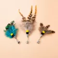 Katzen-Feder-Ersatzkopf mit Glocke, farbiges Multi-Stil-Set für Kätzchen Spiel. - Kleine Fliegende Insekten Ersatzkopf Kombination (3 Nicht Wiederholend)