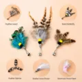 Katzenspielzeug Federersatzkoepfe, interaktive Stabschnur Ersatzanhaenger fuer Katzen. - Ersatzkopf Kombination Geschenkpaket (8 Nicht Wiederholend)