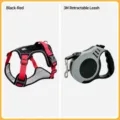 Black red dog harness and 3M retractable leash set for medium large dogs walk comfortably. - S (Recommended Weight 4-7.5kg) / Black & Red [with 3m Retractable Leash]