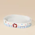 Round corrugated cat scratcher bed, white kraft paper material, extra durable and wear-resistant. - Medium Oval / Red