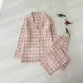 Ensemble pyjama carreaux rose coton enfants, haut manches longues boutonné et pantalon douillet. - 110 / Rose