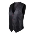 Chaleco de traje negro para hombre con jacquard de cachemir vintage cuello en V - 3XL / M200 Negro