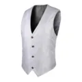 Hombre Blanco Paisley Jacquard Traje Chaleco Slim Fit Formal Novio Boda Chaleco Variant - 3XL / M001 Blanco