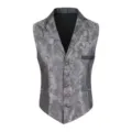 Chaleco de traje jacquard paisley gris vintage para hombre, chaleco formal elegante. - 3XL / L119 gris plata