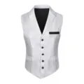 Chaleco de traje blanco para hombre con estampado jacquard de cachemir y solapa elegante. - 3XL / L001 Blanco