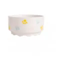 White ceramic pet bowl with colorful paw prints, cute design for cats dogs daily food water dish. - Cat Paw Print Constant Temperature Ceramic Bowl with Press Switch & 1.4m Cable