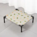 Letto rialzato per animali con tessuto traspirante fantasia avocado e telaio nero per gatti. - Piccolo (35x40x12cm) / Avocado fresco