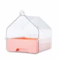 Clear and pink plastic parrot bathtub, bird cage accessory, convenient hanging design. - Parrot Bathtub [Pink] / Pink