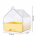 Transparent bird bath box with yellow base parrot cage hanging bathing tub accessory. - Parrot Bathtub [Yellow] / Yellow