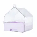 Transparent parrot bathtub bird cage accessory with purple base, durable plastic pet bath box. - Parrot Bathtub [Purple] / Purple