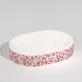 Rascador para gatos ovalado de cartón ondulado cuenco estampado leopardo rosa cama de mascotas - Rascador para gatos de cartón blanco con estampado de leopardo / Rosa [45*9]