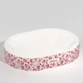 Gran rascador ovalado para gatos de cartón, cuenco rascador de cartón corrugado, 60x42x9cm - Rascador para gatos de cartón blanco con estampado de leopardo / Rosa [60*9]