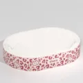 Ovale Katze Kratzbrett Wellpappe Haustier Nest groesser verschleissfest rosa Leo Muster - Katzenkratzbrett aus weißer Pappe mit Leopardenmuster / Rosa [65*9]