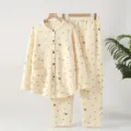 Gewatteerde winter katoenen pyjama set lange mouw warme slaapkleding zwangerschapskleding - Orchidee