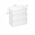 Clear stackable plastic storage organizer bins for fridge, kitchen and desktop organization. - Set of 3 / Clear