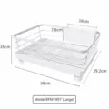 White metal dish drying rack with cutlery holder and drip tray for kitchen storage. - Large Size with Drainage