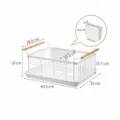 White metal dish drying rack with wooden handles, large capacity kitchen storage organizer. - Wood Handle without Drainage