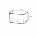 Clear plastic storage box with flip lid, large size desktop organizer for cosmetics. - Square High Style [Short Large] / Clear