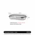 304 stainless steel wire mesh basket small rectangular kitchen food drain basket with lid - Rectangular Mesh Basket - Small