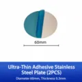 Round stainless steel metal plate with adhesive backing, 60mm diameter for magnetic mounts. - 2 Pieces / Round Diameter 60mm
