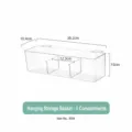 Clear plastic over-cabinet storage basket 3-compartment kitchen door organizer for spices. - Shallow Triple Grid (4544) / 1 Piece