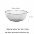 Colador de acero inoxidable 304 estilo japones para lavado y drenaje de cocina 28cm - Colador de Malla / Diámetro 28CM