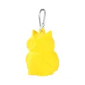 Yellow silicone owl poop bag dispenser detail view with metal carabiner hook for daily pet walking. - Owl / Yellow