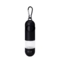 Portable dog waste bag dispenser with carabiner, convenient pet poop holder for daily walks. - Black