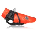 Calda giacca cappotto invernale imbottita per cani con imbracatura, abbigliamento per animali. - Taglia S / Arancione Nero