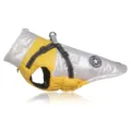 Giacca invernale per cani con imbracatura integrata, strisce riflettenti e design trapuntato. - Taglia S / Giallo Bianco