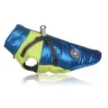 Caldo cappotto invernale per cani giacca a vento con imbracatura abbigliamento per cani grandi. - Taglia S / blu-verde