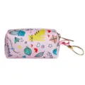 Distributeur de sac à déjections canines rose avec porte-clés doré, petite pochette portable. - Petite Poche Forêt / Série Rose