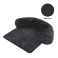Γκρι σκούρο κρεβάτι κατοικίδιων από λούτρινο με υπερυψωμένο άκρο και άνετο μαξιλάρι. - S / Σκουρόχρωμες γκρίζες στρογγυλεμένες γωνίες