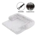 Abnehmbares Plüsch Hundebett Farbverlauf Braun Haustier Sofa Kissen weiche Schlafmatte - Kaffeebraune quadratische Ecken abnehmbar